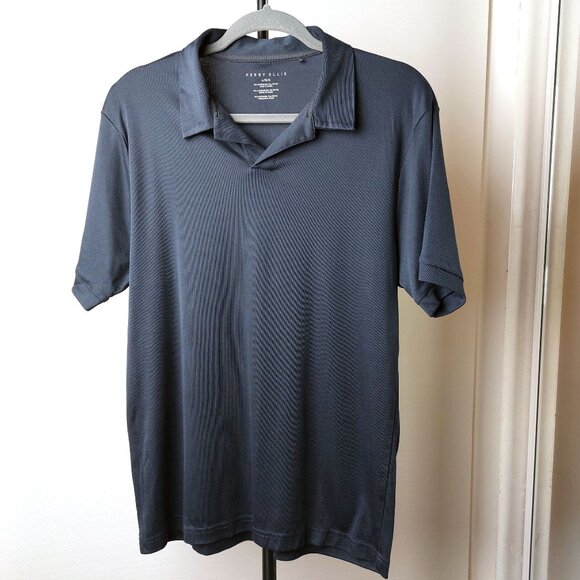 Perry Ellis Johnny Collar Polo Shirt Slate Blue Size L - Picture 1 of 5